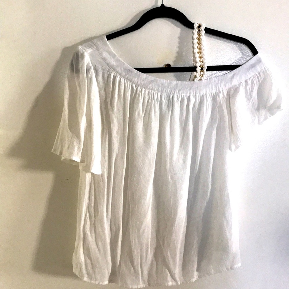 Off the shoulder white blouse. Size S